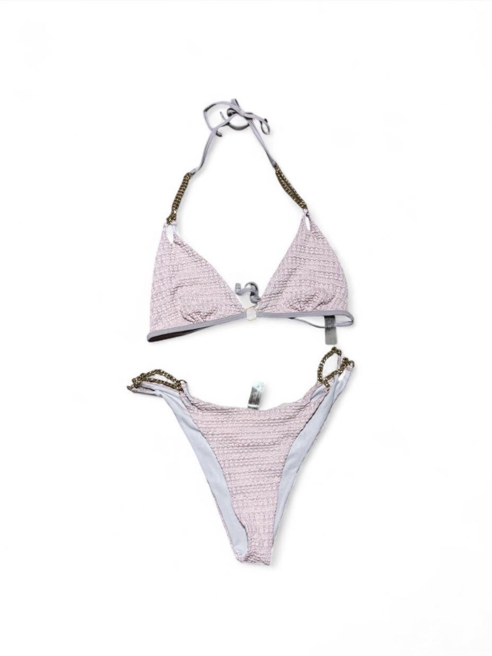 Pink bikini set with gold chain detail, size XL (fits like M) #swimwear #beachwe